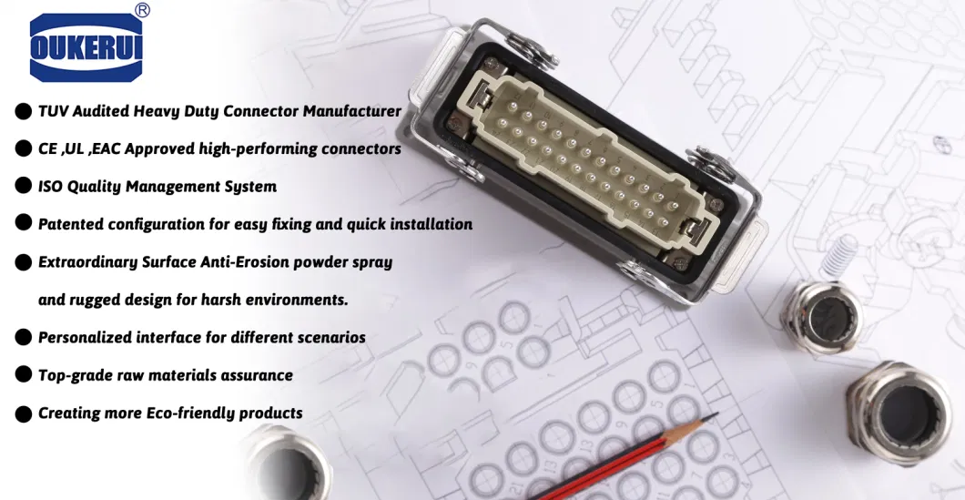 24 Pins Heavy Duty Connector Compliant with Harting Model Widely Used in Hot-Runner Industry