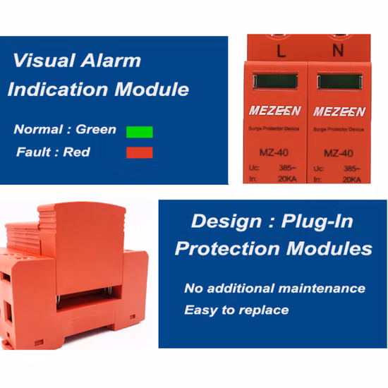 AC 275V 385V 420V 2p 서지 피뢰기 보호 장치 SPD